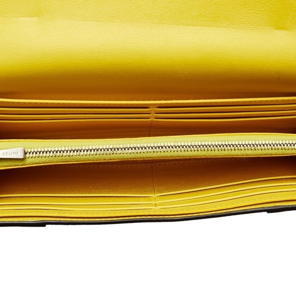 Celine Large Flap Multi-Function Long Wallet Greige Yellow Leather - Picture 6 of 12